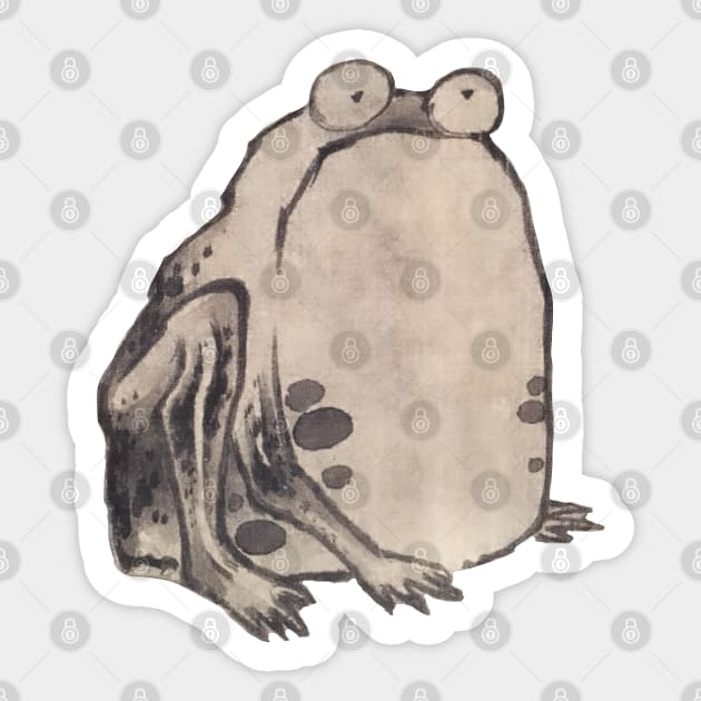 Japanese Woodblock Frog by Ito Jakuchu Sticker by walltowall